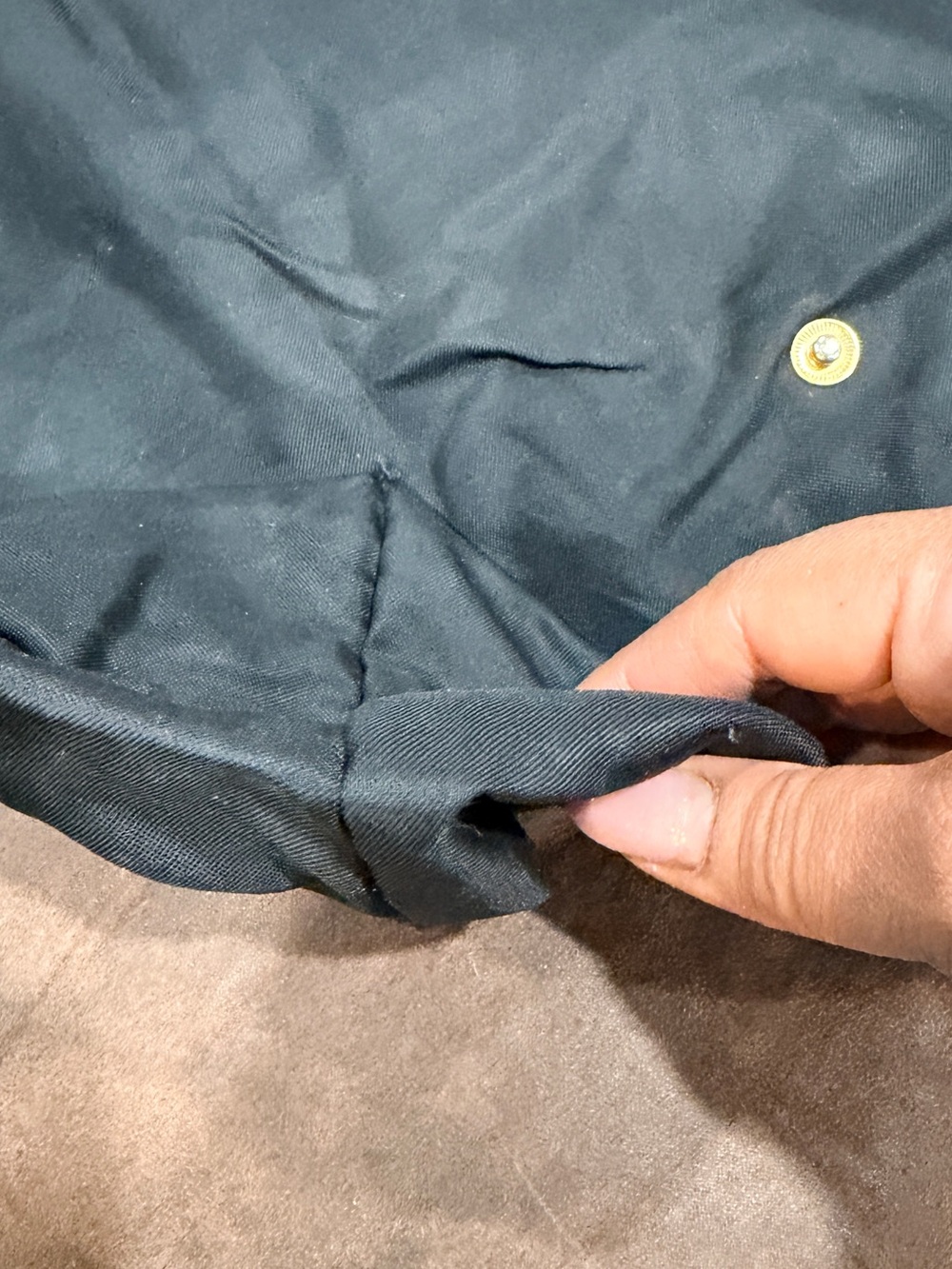 Longchamp Le Pliage Black Tote with Brown Trim - Picture 11 of 15